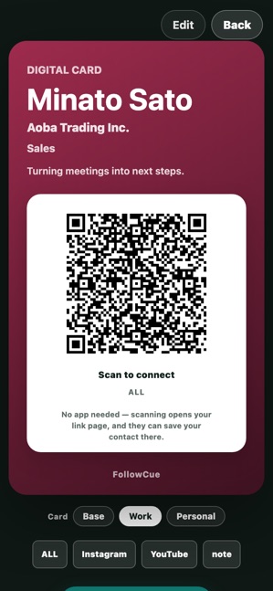 Screen for switching between work and personal profiles