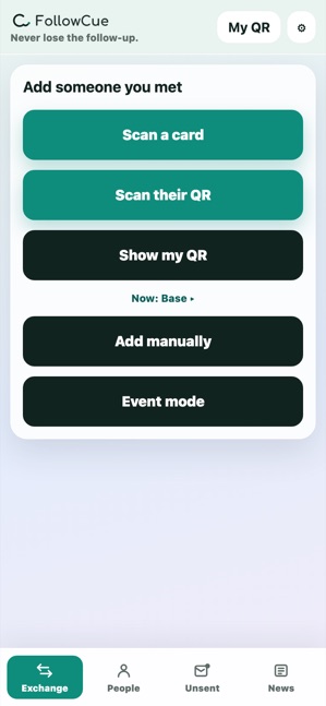 Screen for adding someone you just met